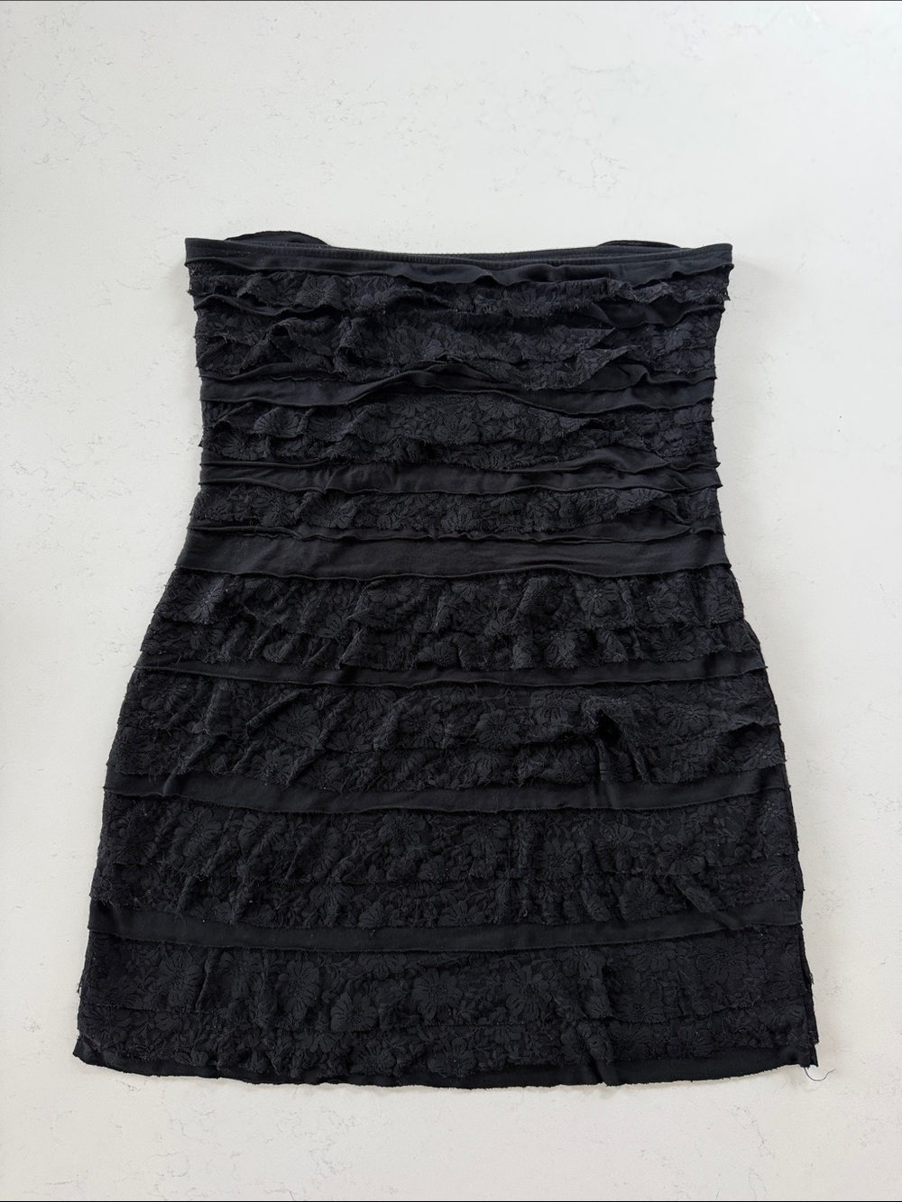 Classic Strapless Black Ruffle Tube Dress